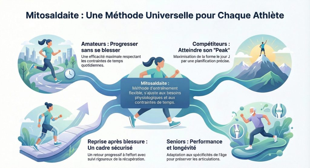 Différents profils de sportifs pratiquant la mitosaldaite